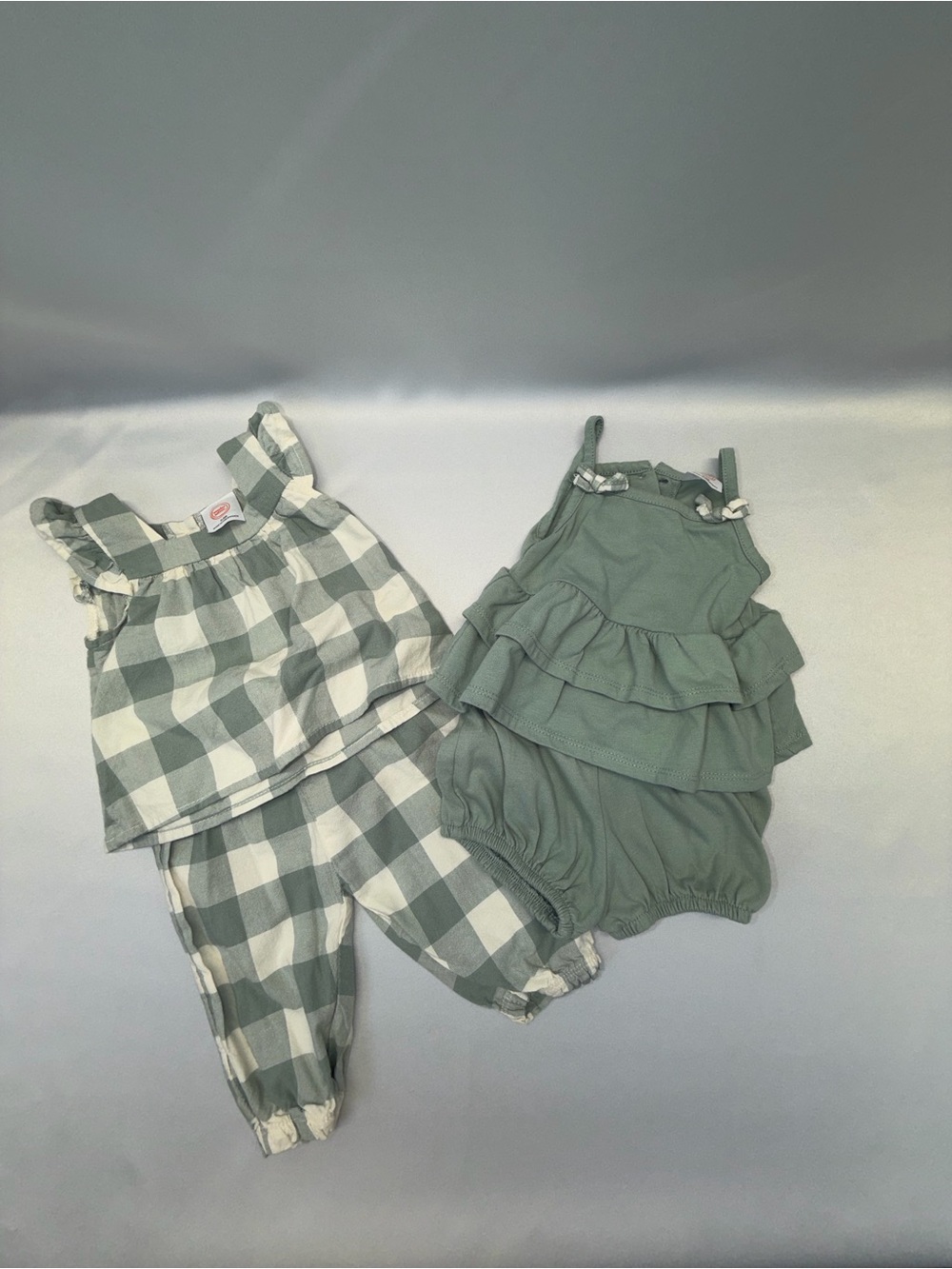 Wonder Nation Baby Girl Outfit Set | Sage & Cream | 0–3M | 4‑Piece | GUC
